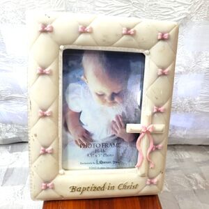 Fashion Resin-Stone Girls Pink Baptism 3.5X5 Photo Frame (5.4 X 7) Made In China